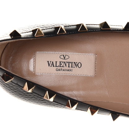 Valentino Garavani Pebbled Calfskin Rockstud Ballerina Flats 39 Black 7 of 7