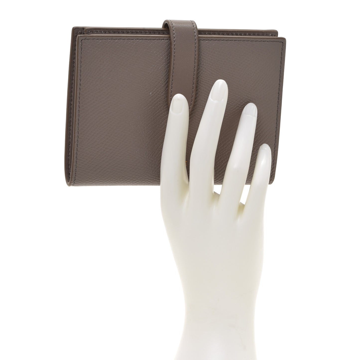 Grained Calfskin Medium Multifunction Strap Wallet Pebble
