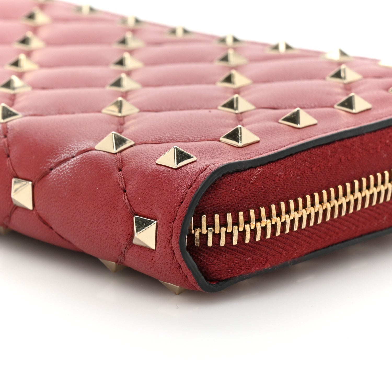 Valentino Garavani Nappa Rockstud Spike Zip Around Wallet Rubino 11 of 14
