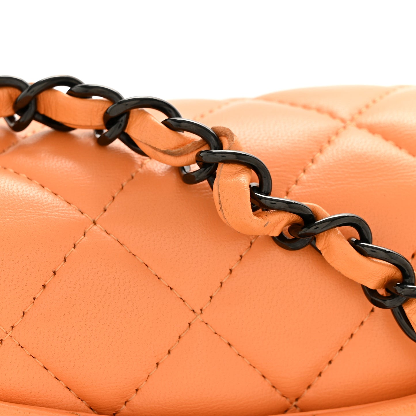 Lambskin Quilted Mini Rectangular Flap Orange