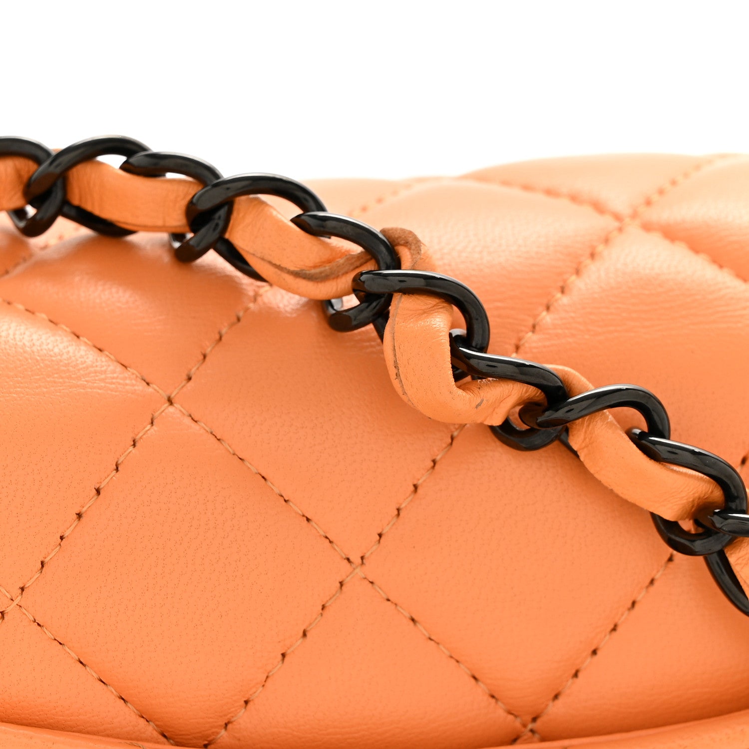 Chanel Lambskin Quilted Mini Rectangular Flap Orange 12 of 13