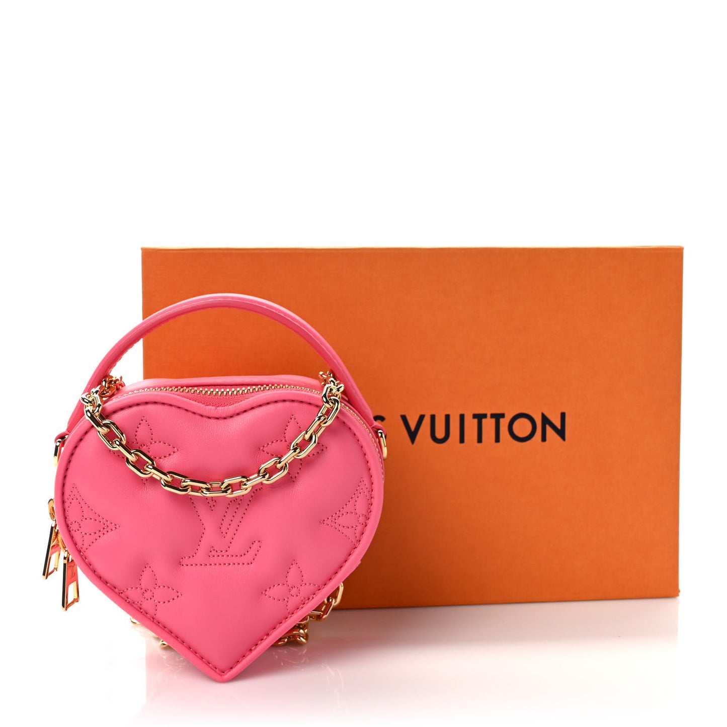 Calfskin Embroidered Monogram Pop My Heart Bag Pouch Dragon Fruit Pink