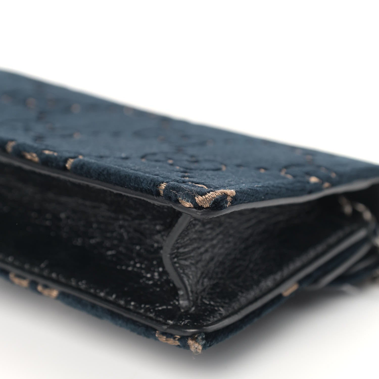 Gucci Velvet GG Monogram Super Mini Dionysus Shoulder Bag Blue Beige Black 7 of 14