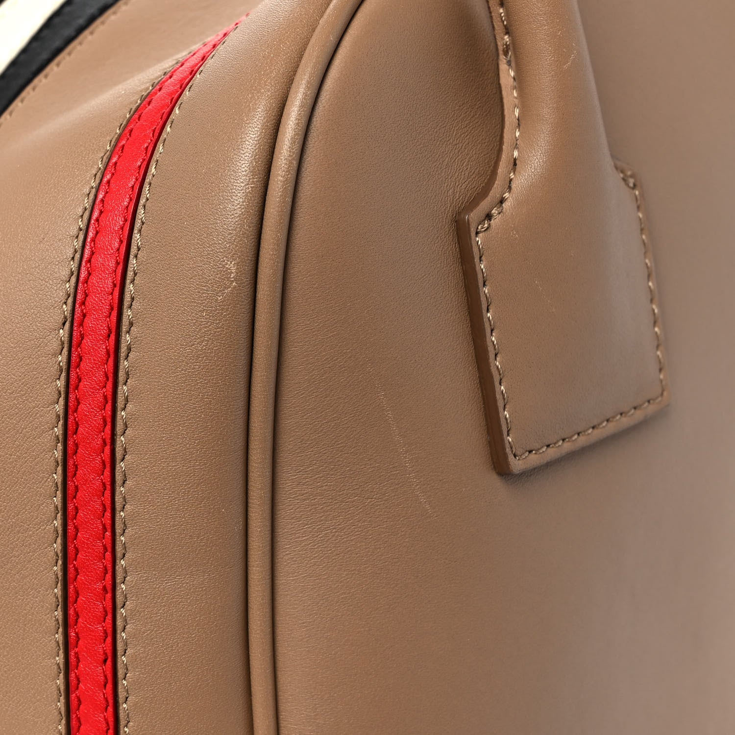 Burberry Smooth Calfskin Small Cube Bowling Bag Driftwood Bright Military Red 9 of 11