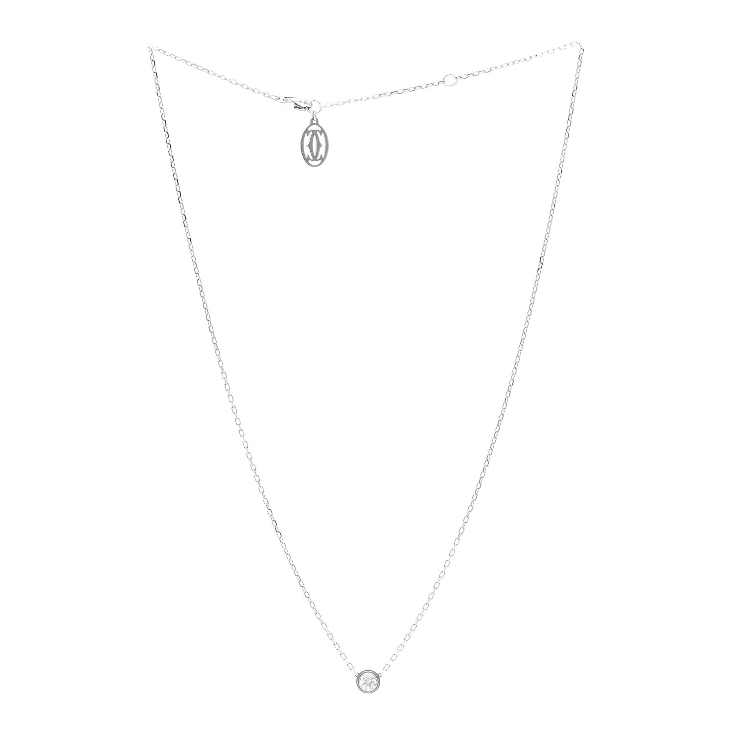 Cartier 18K White Gold Diamond LM D'Amour Pendant Necklace 3 of 4