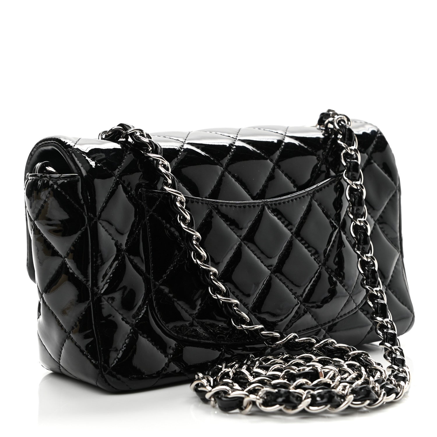 Chanel Patent Calfskin Quilted Mini Rectangular Flap Black 3 of 10
