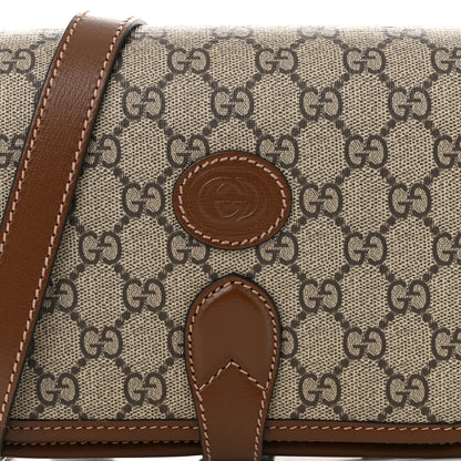 Gucci GG Supreme Monogram Azalea Calfskin Mini Retro Interlocking G Flap Shoulder Bag Beige Ebony Brown Sugar 8 of 10