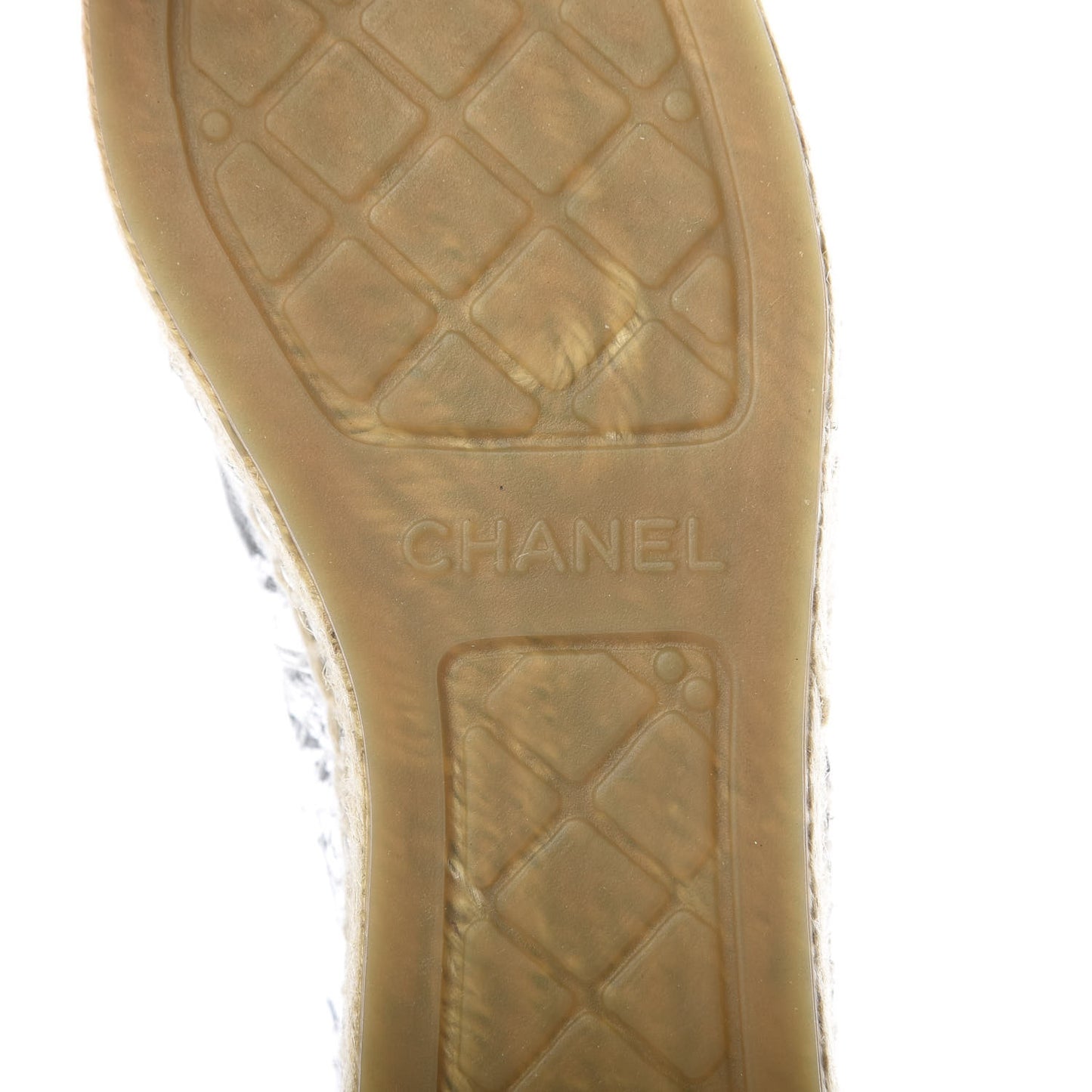 Laminated Goatskin CC Espadrilles 35 Silver