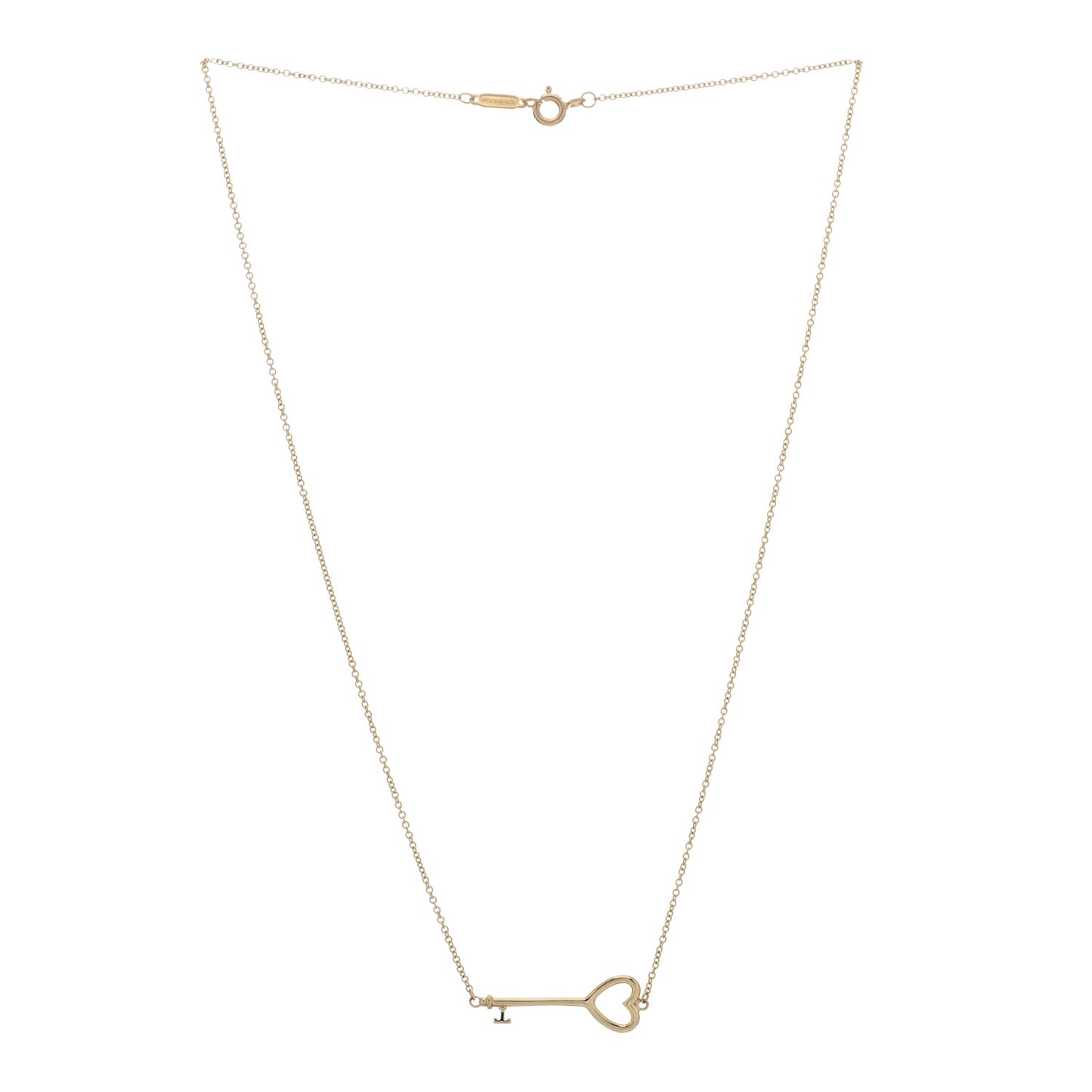18K Yellow Gold Heart Key Pendant Necklace