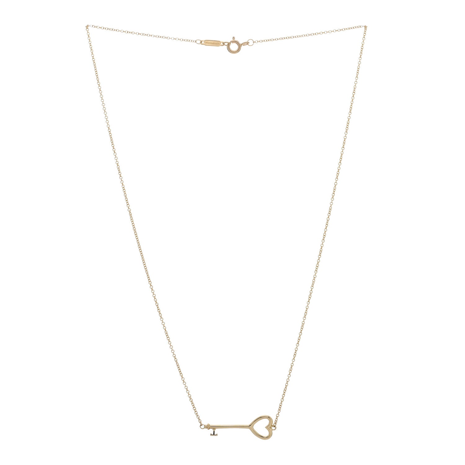 Tiffany 18K Yellow Gold Heart Key Pendant Necklace 3 of 5