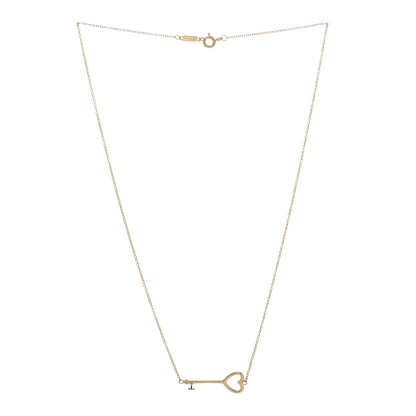 Tiffany 18K Yellow Gold Heart Key Pendant Necklace 3 of 5