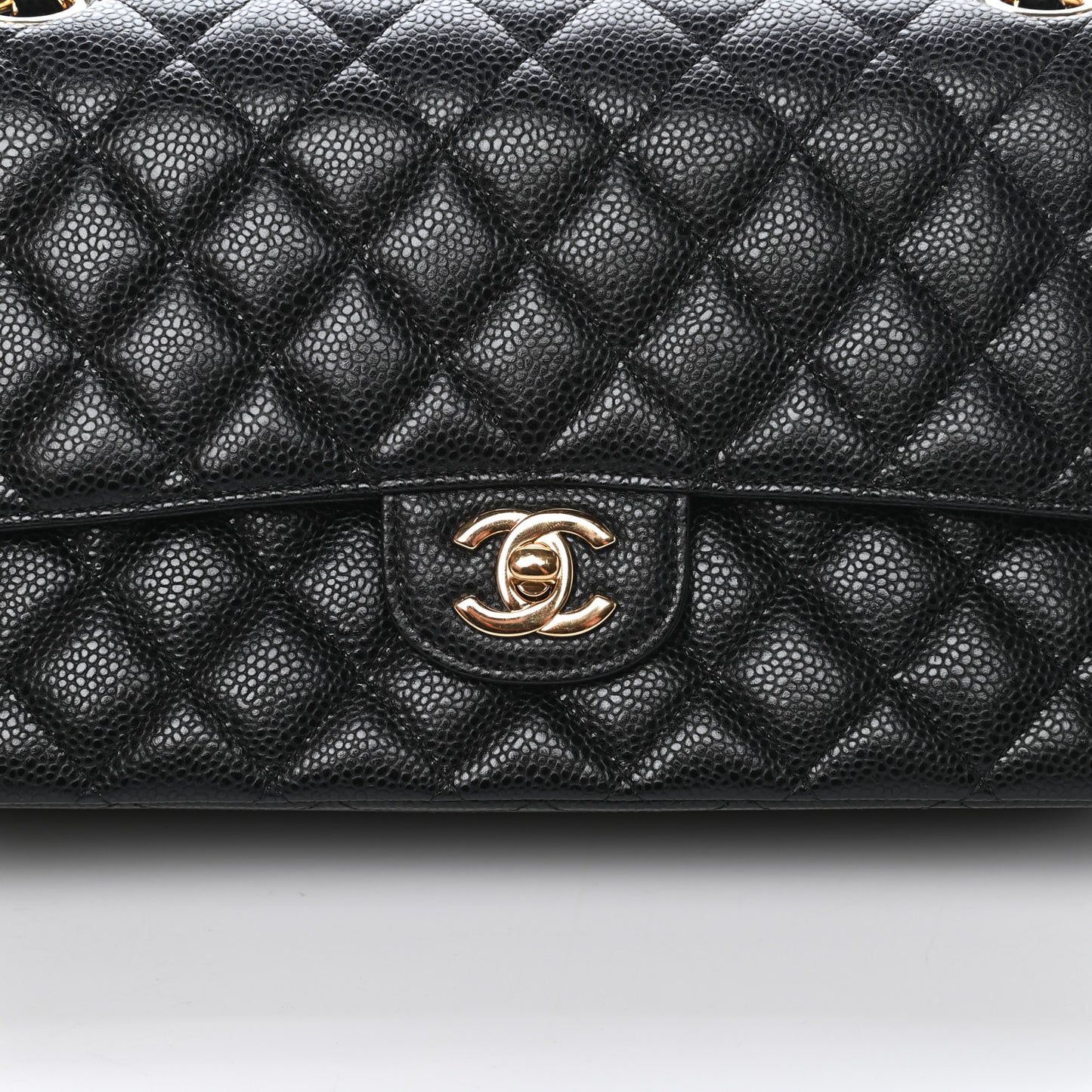 Caviar Quilted Medium Double Flap Black