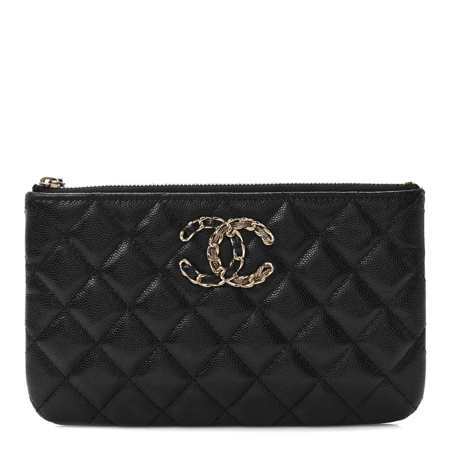 Caviar Quilted Small French New Wave CC Pouch Black