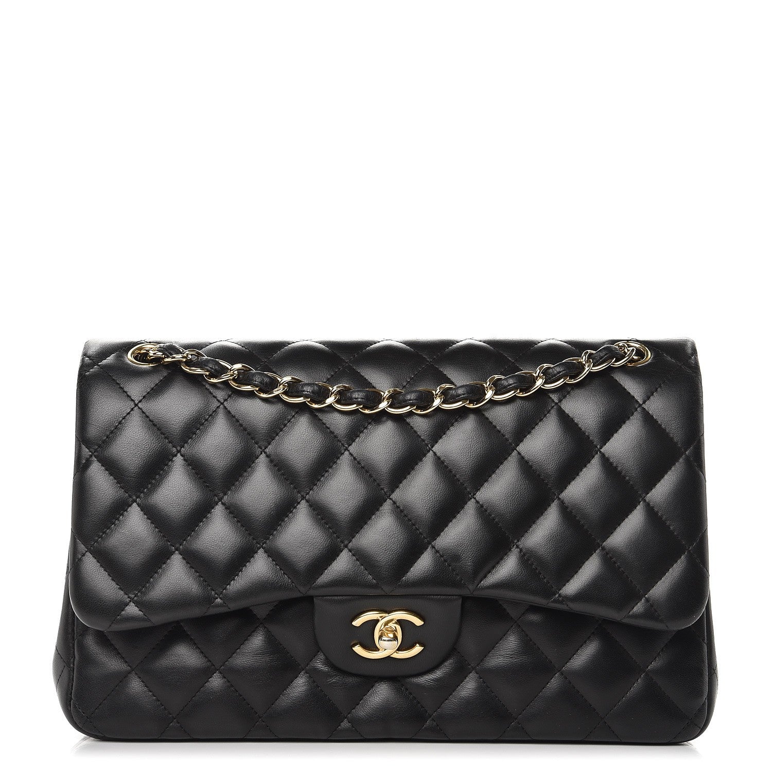 Chanel Lambskin Quilted Jumbo Double Flap Black 1 of 11