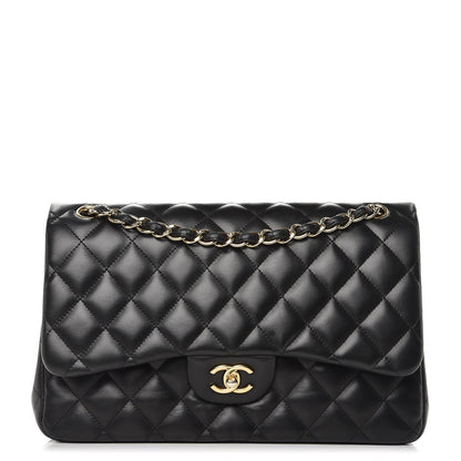Chanel Lambskin Quilted Jumbo Double Flap Black 1 of 11