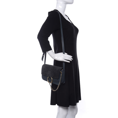Chloe Suede Calfskin Small Faye Shoulder Bag Silver Blue 2 of 9