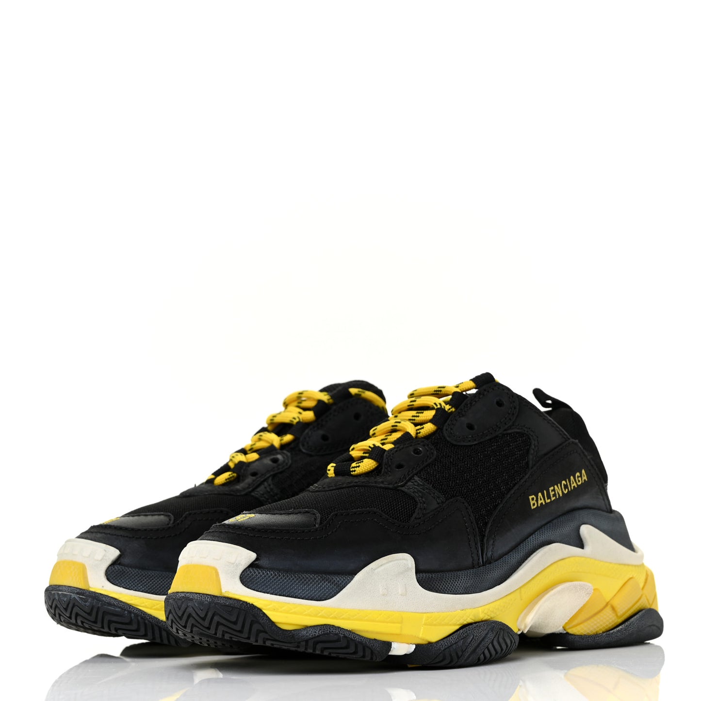 Fabric Mesh Womens Triple S Sneakers 37 Black Yellow