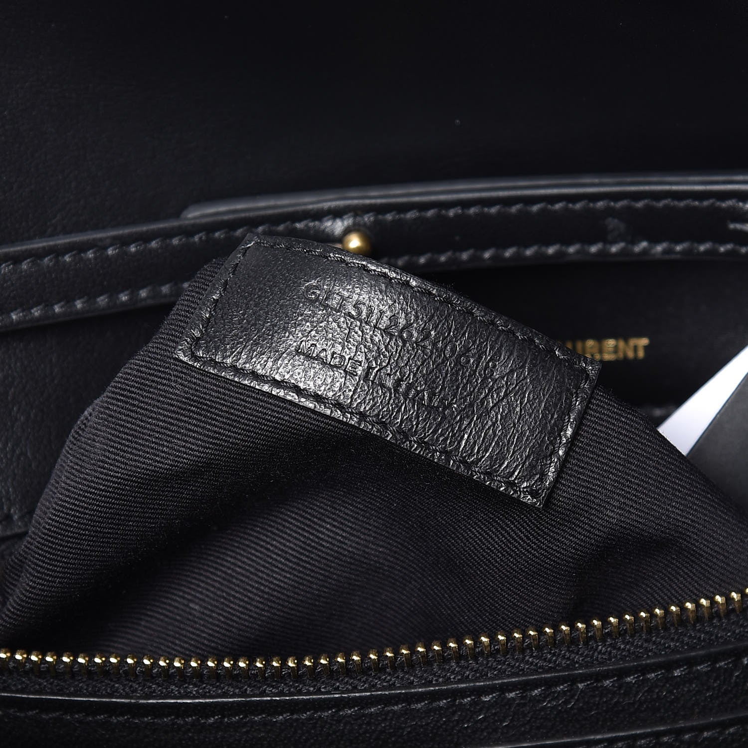Saint Laurent Metallic Silk Calfskin Striped Le Sept Chain Bag Black Gold 8 of 10