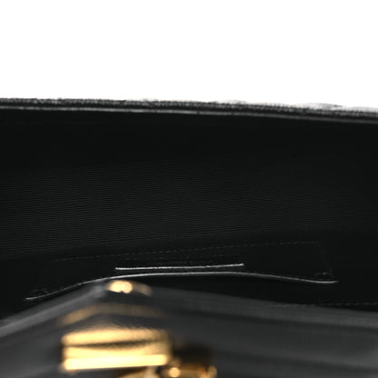 Saint Laurent Grain De Poudre Textured Mixed Matelasse Triquilt Small Monogram Satchel Black 5 of 9