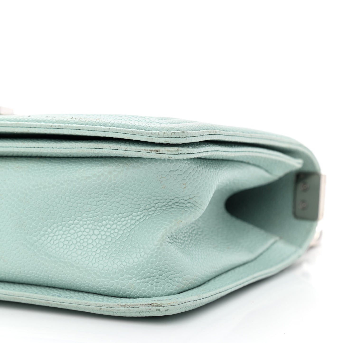 Caviar Chevron Quilted Medium Boy Flap Light Blue