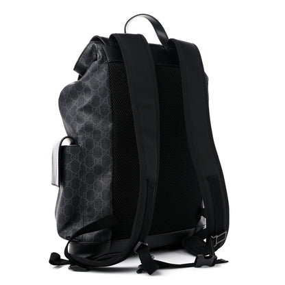 Gucci Soft GG Supreme Monogram Appia Calfskin Web Double Buckle Backpack Black 3 of 9