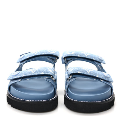 Louis Vuitton Monogram Denim Paseo Flat Comfort Sandals 39 Light Blue 2 of 8