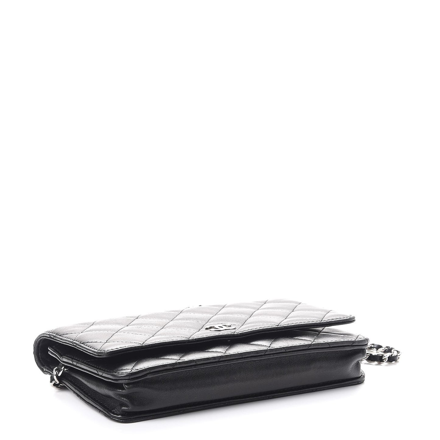 Lambskin Quilted Wallet On Chain WOC Black