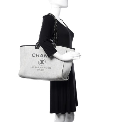 Chanel Canvas Deauville Large Tote Grey 2 of 10