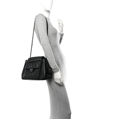 Chanel Caviar Quilted CC Accordion Shopping Bag Black 2 of 15