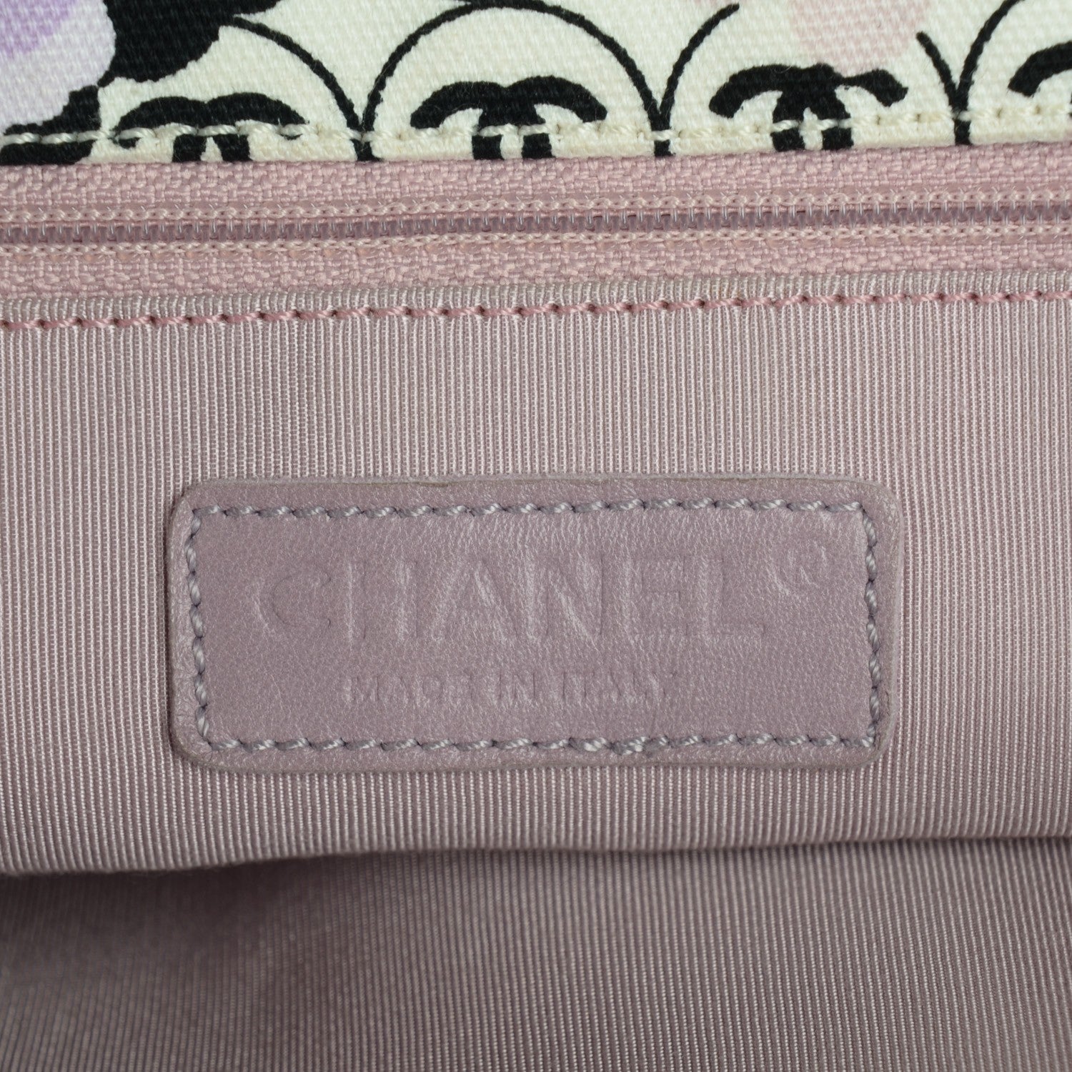 Chanel Metallic Calfskin Canvas CC Camellia Tote Pink White 6 of 7