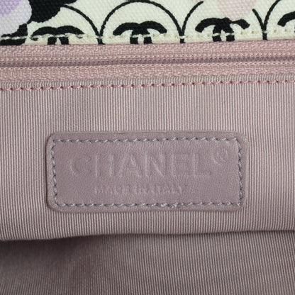 Chanel Metallic Calfskin Canvas CC Camellia Tote Pink White 6 of 7