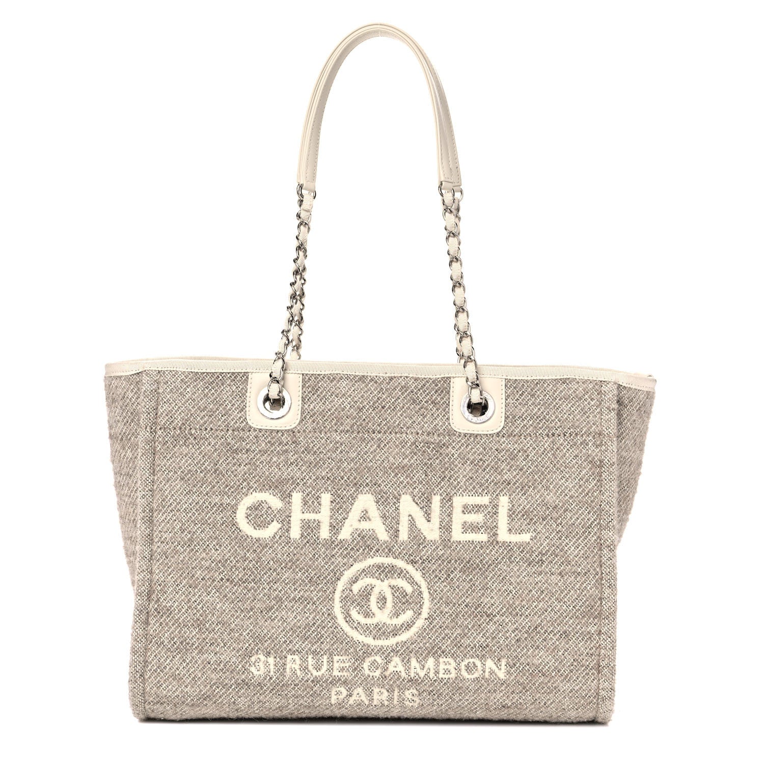 Chanel Mixed Fibers Small Deauville Tote Light Grey 1 of 14
