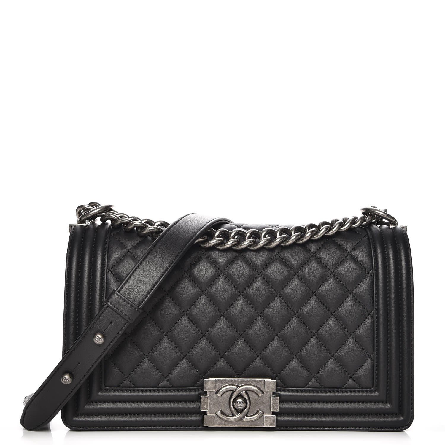Chanel Calfskin Quilted Medium Boy Flap Black 1 of 8