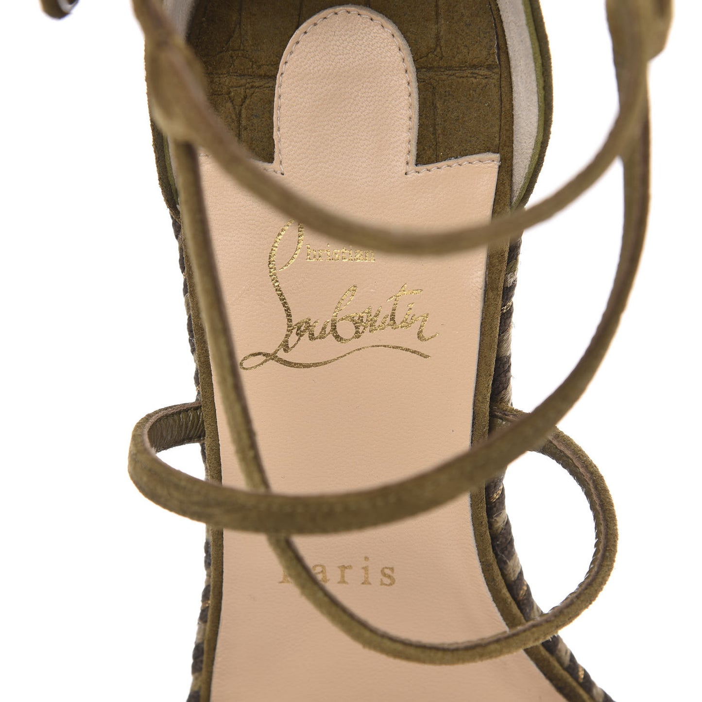 Tresse Veau Velours Bodrum 110 Wedge Sandals 39 Green Tea