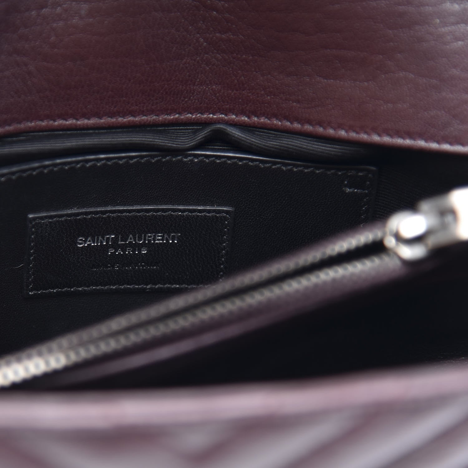 Saint Laurent Sheepskin Matelasse Chevron Monogram Medium College Bag Amaranto 7 of 12