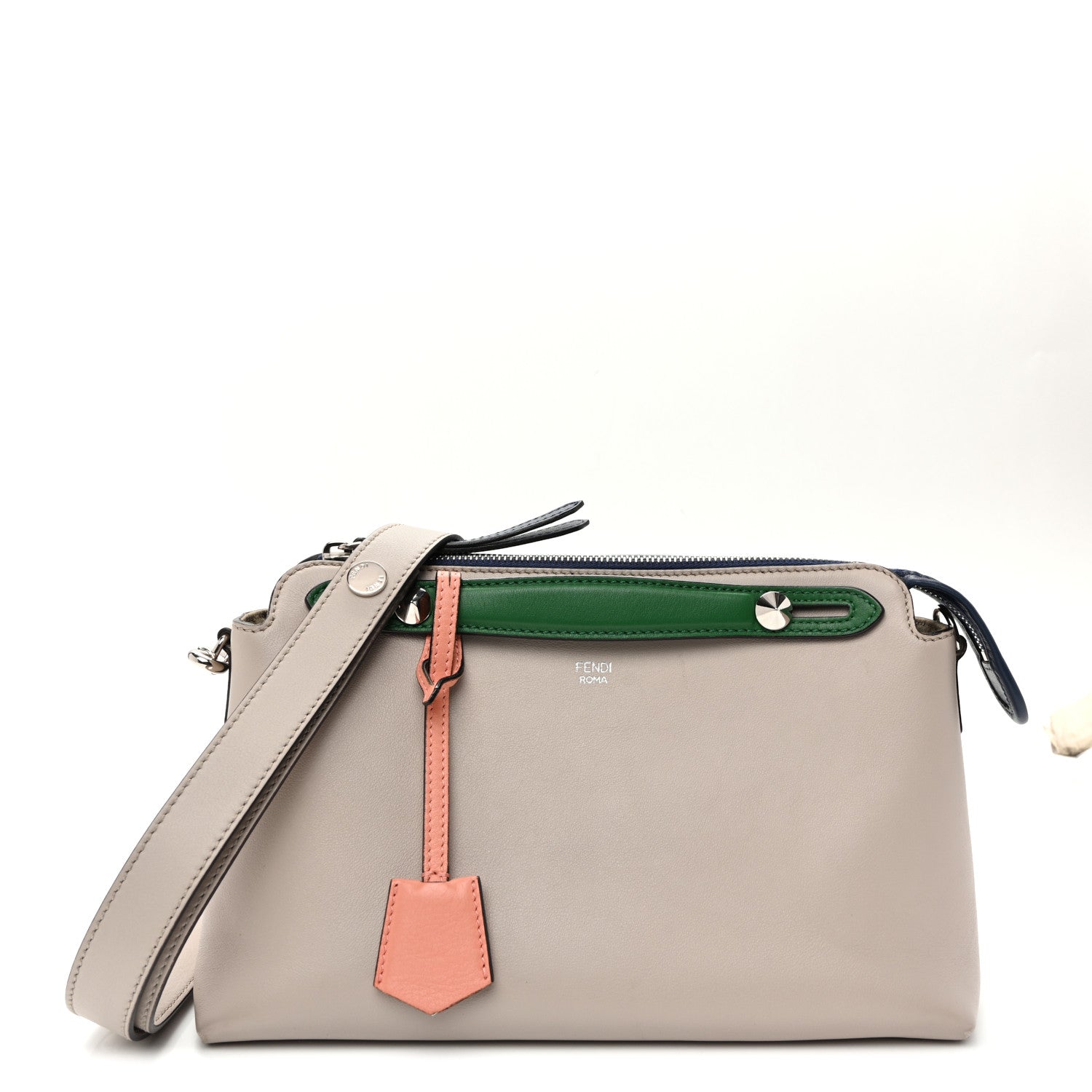 Fendi Vitello Dolce 4 Color Medium By The Way Boston Bag Grigio Polvere Emerald Multicolor 1 of 10