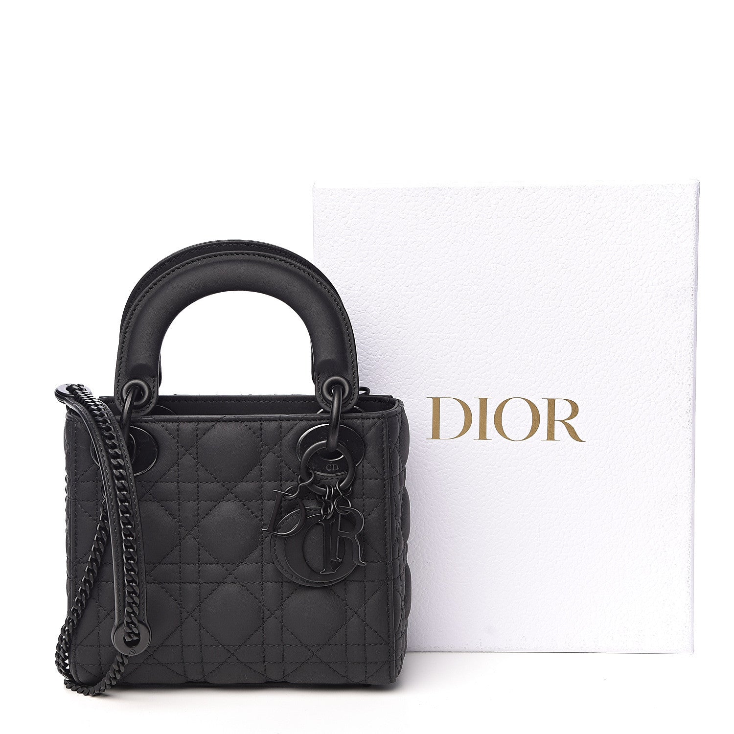 Christian Dior Ultra Matte Calfskin Cannage Mini Lady Dior Black 11 of 11