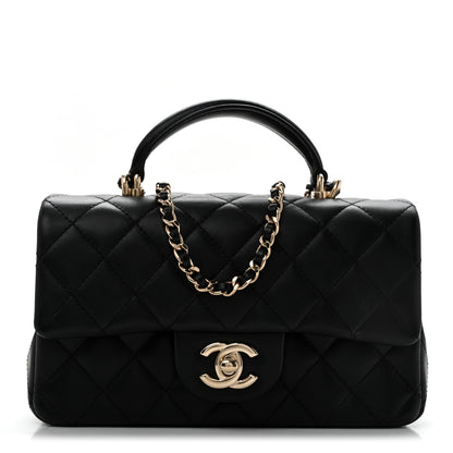 Chanel Lambskin Quilted Mini Top Handle Rectangular Flap Black 1 of 11