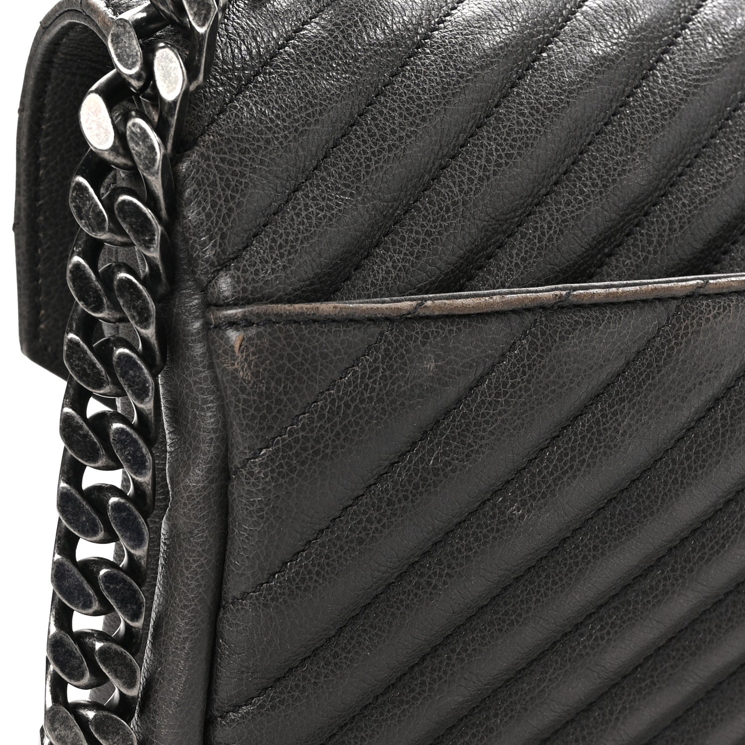 Saint Laurent Sheepskin Matelasse Chevron Monogram Large College Satchel Dark Anthracite 11 of 13