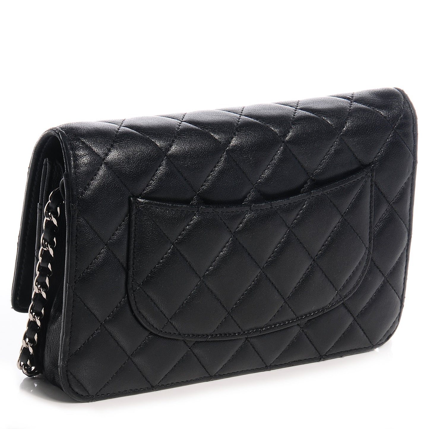Lambskin Quilted Wallet On Chain WOC Black
