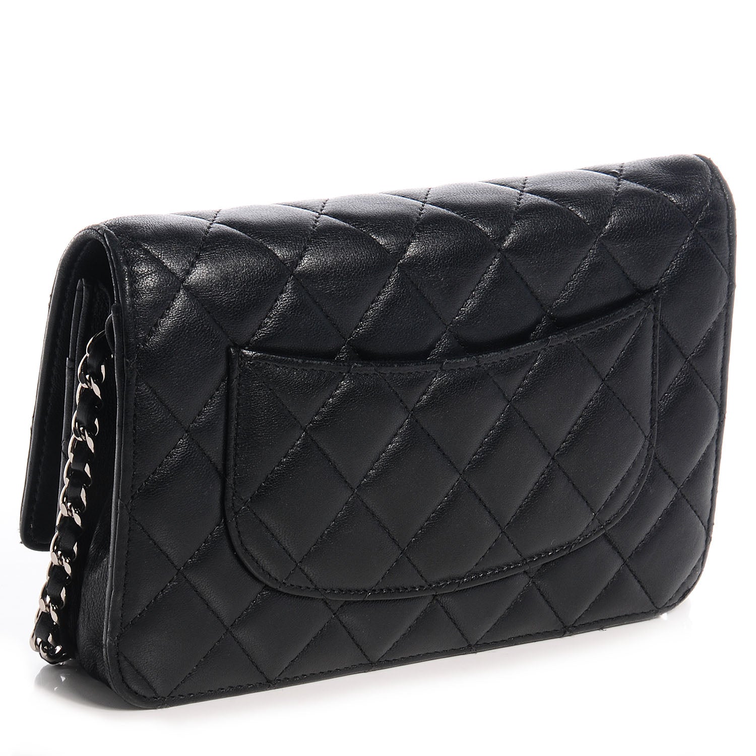 Chanel Lambskin Quilted Wallet On Chain WOC Black 3 of 8