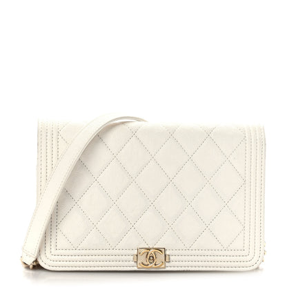 Chanel Caviar Quilted Boy Wallet On Chain WOC White 1 of 11