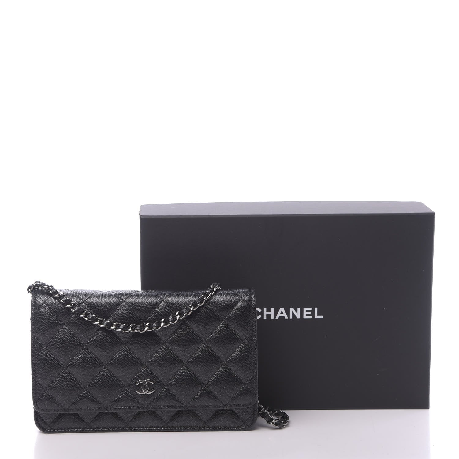 Chanel Iridescent Caviar Quilted Wallet On Chain WOC Black 12 of 12