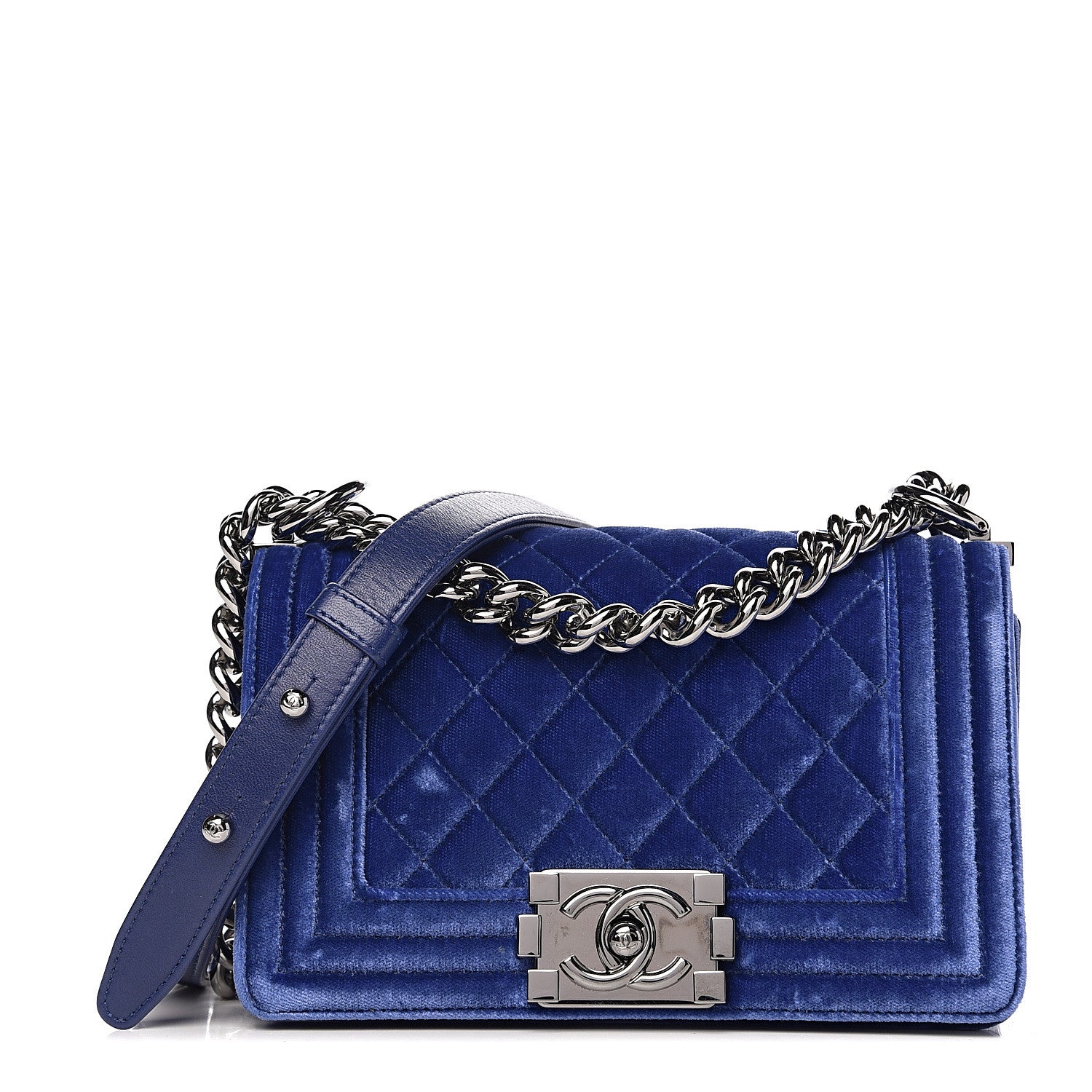 Chanel Velvet Quilted Small Boy Flap Blue 1 of 11