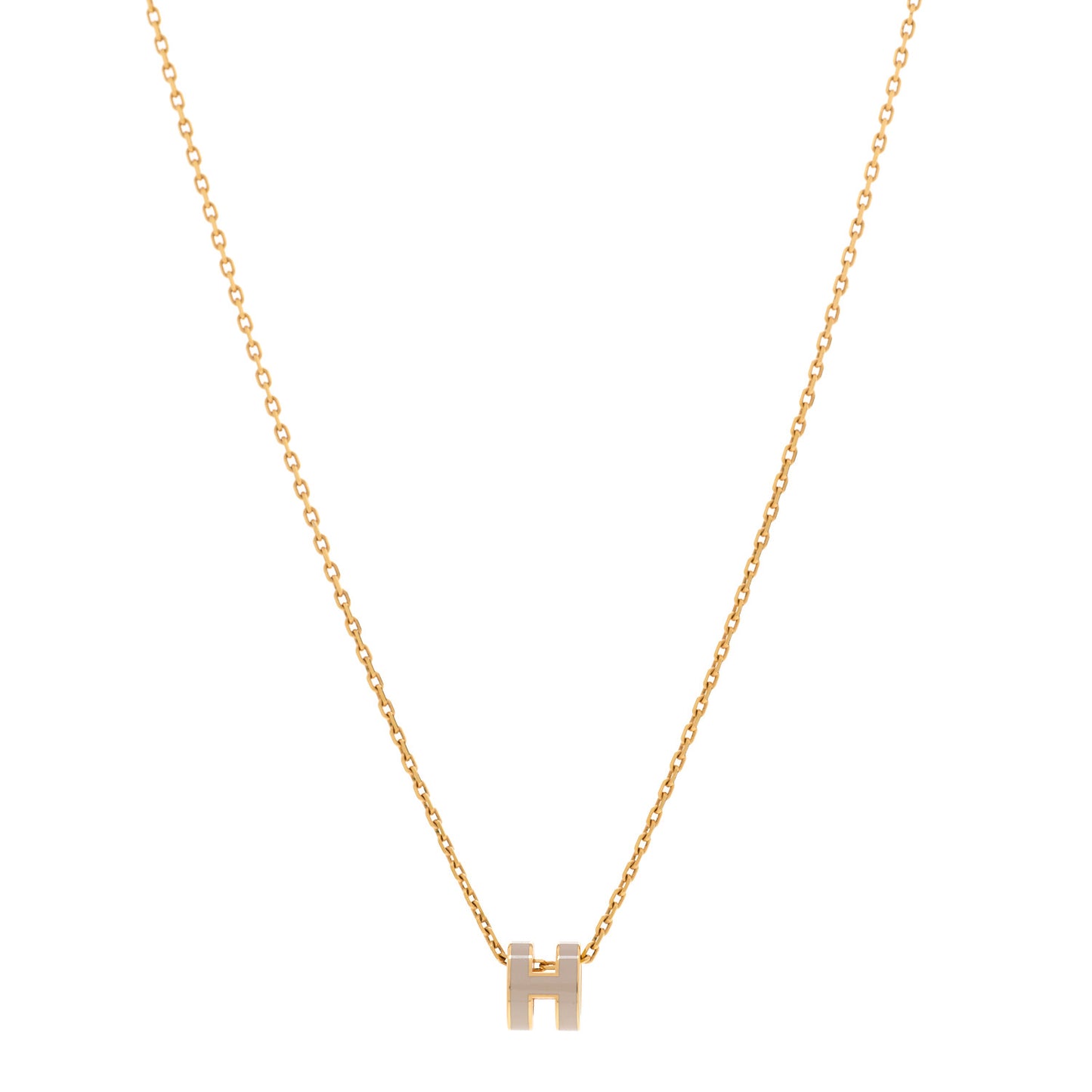 Lacquered Gold Mini Pop H Pendant Necklace Marron Glace