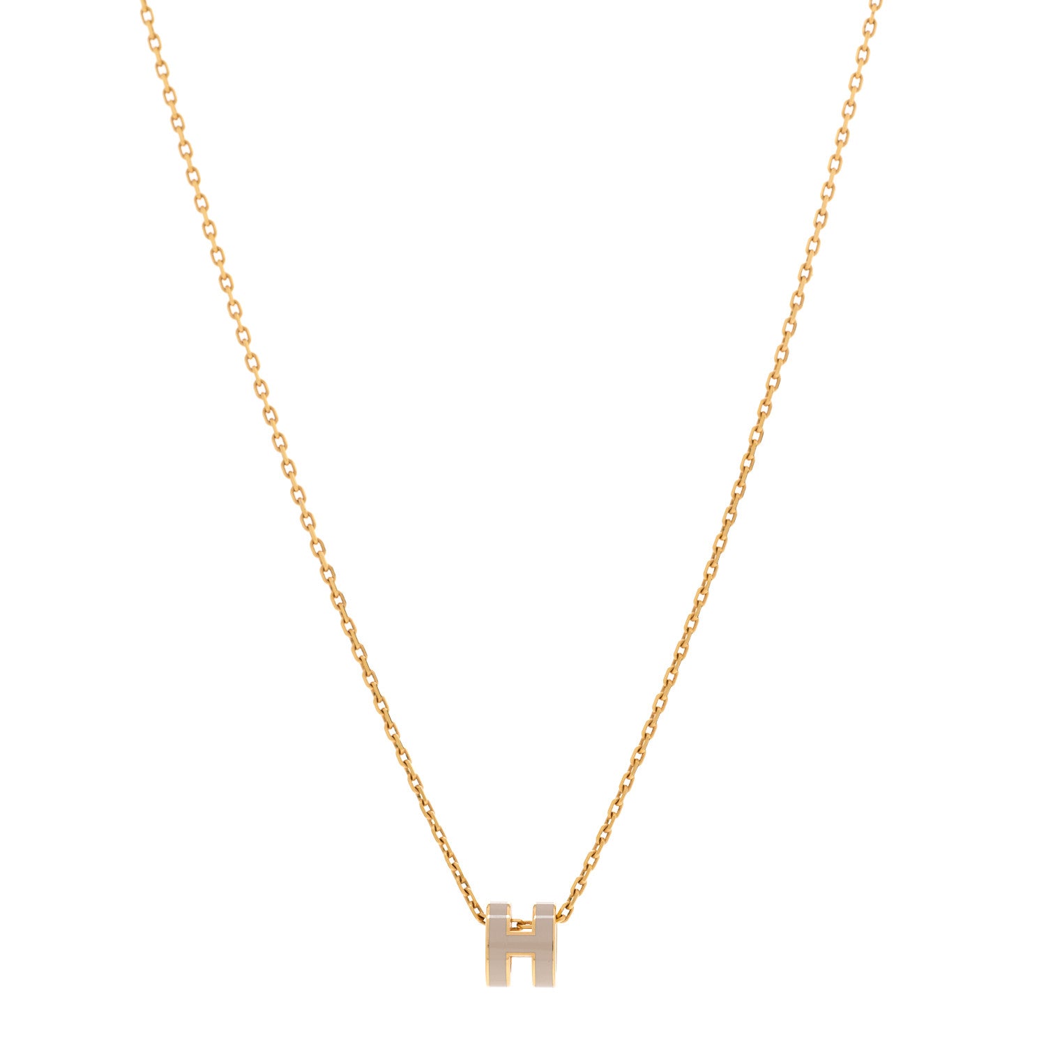 Hermes Lacquered Gold Mini Pop H Pendant Necklace Marron Glace 1 of 7