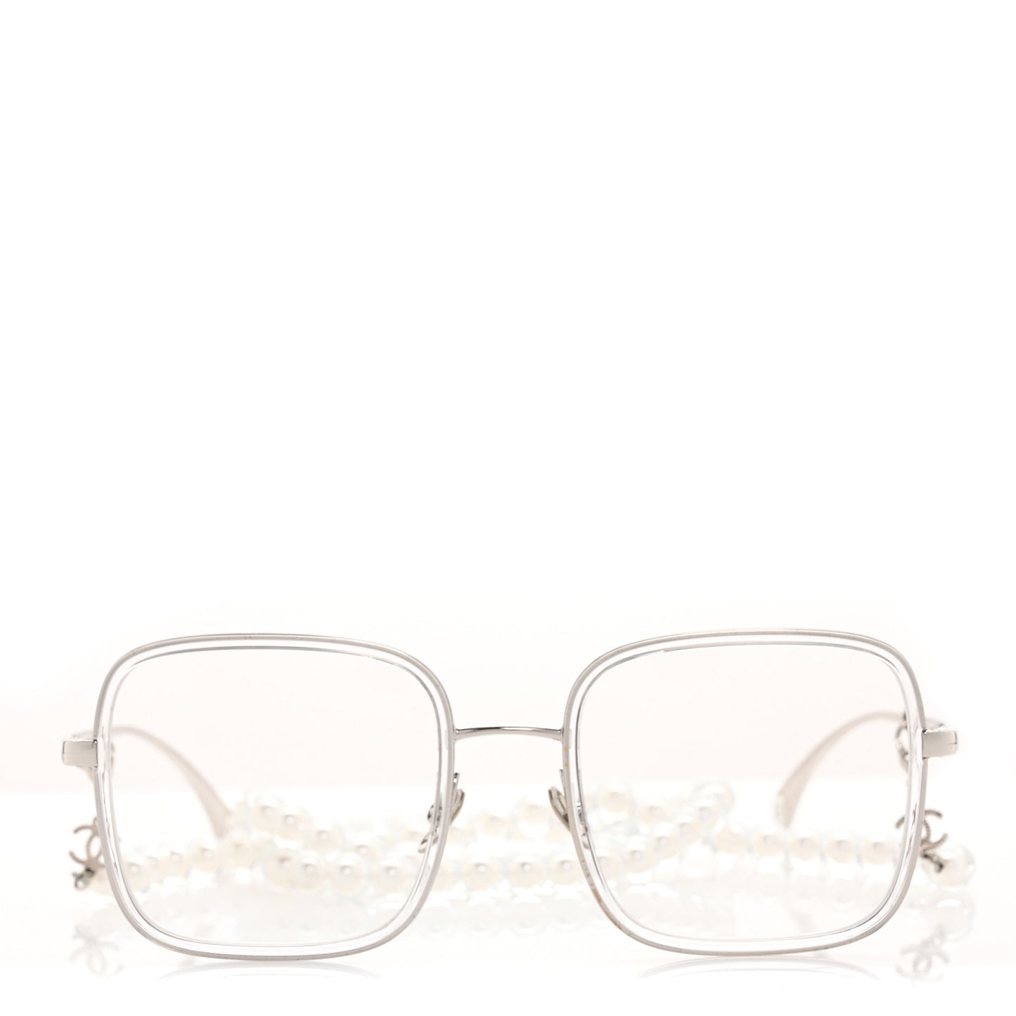 Metal Removable Pearl Chain Square Eyeglasses 2195-S Silver