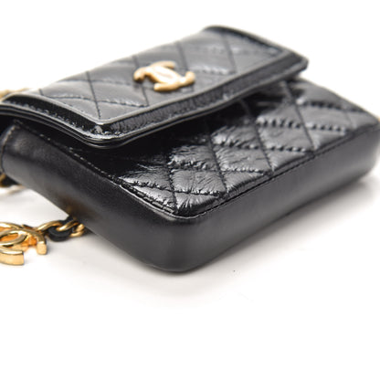 Chanel Shiny Aged Calfskin Quilted Waist Belt Bag Black 8 of 9