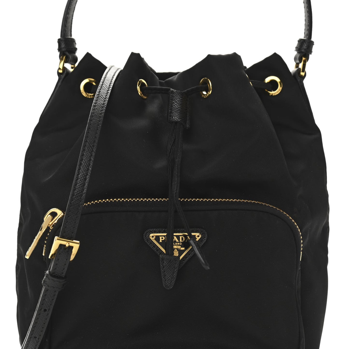 Re-Nylon Duet Drawstring Shoulder Bag Black