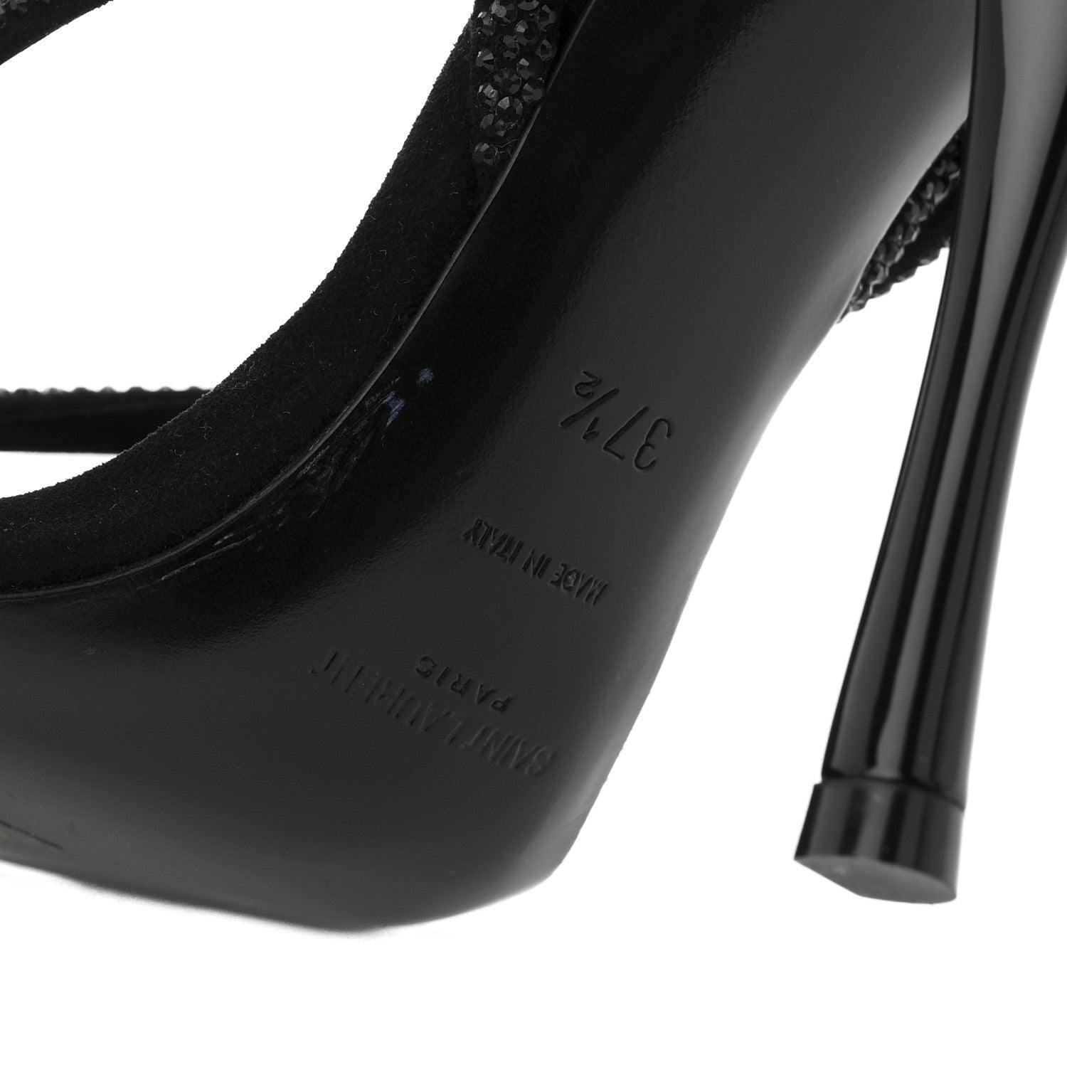 Saint Laurent Crystal Suede Calfskin Nadja 105 Ankle Strap Sandals